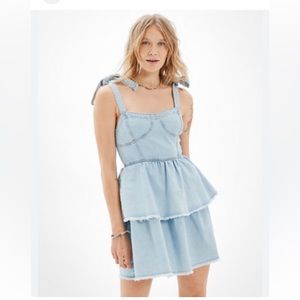 American Eagle NWT bustier corset soft  denim dress babydoll size Large